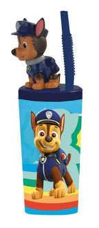  P:os Trinkbecher Paw Patrol Mit Strohhalm Und 3D Figur 360ml, Bunt