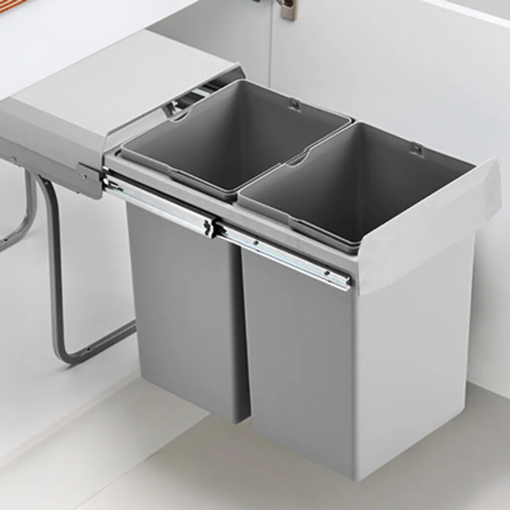  Wesco Double Deluxe. Abfallsammler, Alu Grau. - Mülleimer
