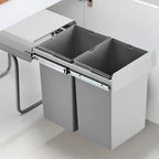  Wesco Double Deluxe. Abfallsammler, Alu Grau. - Mülleimer