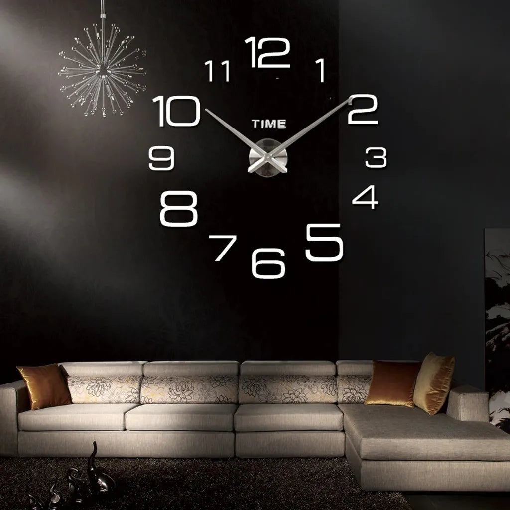  3D Wanduhren Wanduhr Groß Uhr Mute Decor Wandtattoo Modern Deko Geschenk Home Office Büro DIY Wohnwand Wohnzimmer Wand Decoration Design Schwarz Retoo