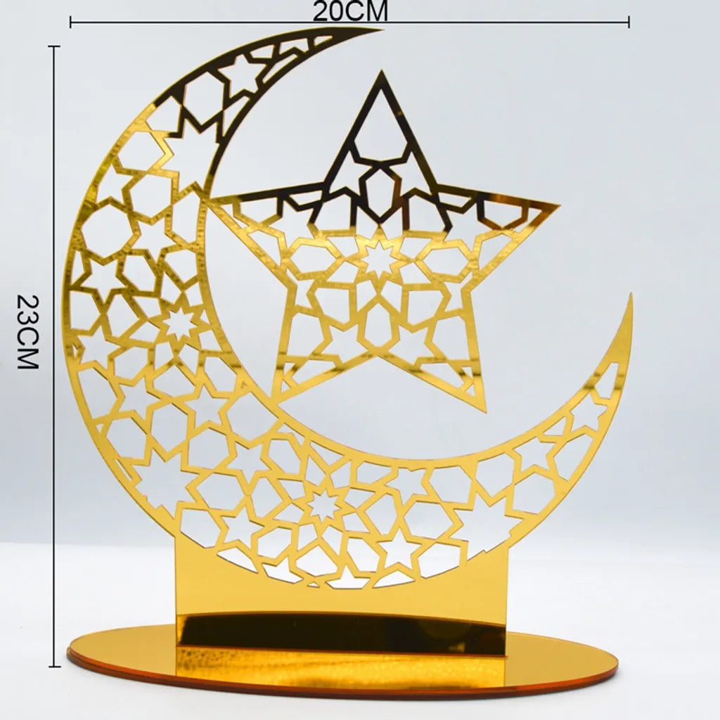  2x Ramadan Eid Mubarak Dekorationen Eid Mubarak Acryl Ornamente Mond Sterne, Ramadan Dekorationen