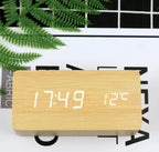  Digitaler Wecker Holz Holzoptik 3D LED Digital Digitaluhr Wanduhr Datum Temperatur 12h 24h USB Alarm Clock Schlafzimmer Büro Dimmbar Zeit Uhr Retoo