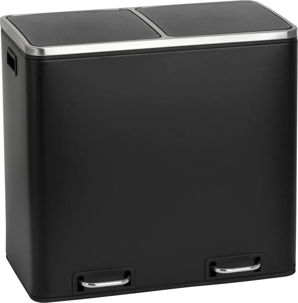  SVITA TM2X15 Treteimer 30 Liter 2x15L Schwarz Abfalleimer Mülleimer Mülltrennung Stahl