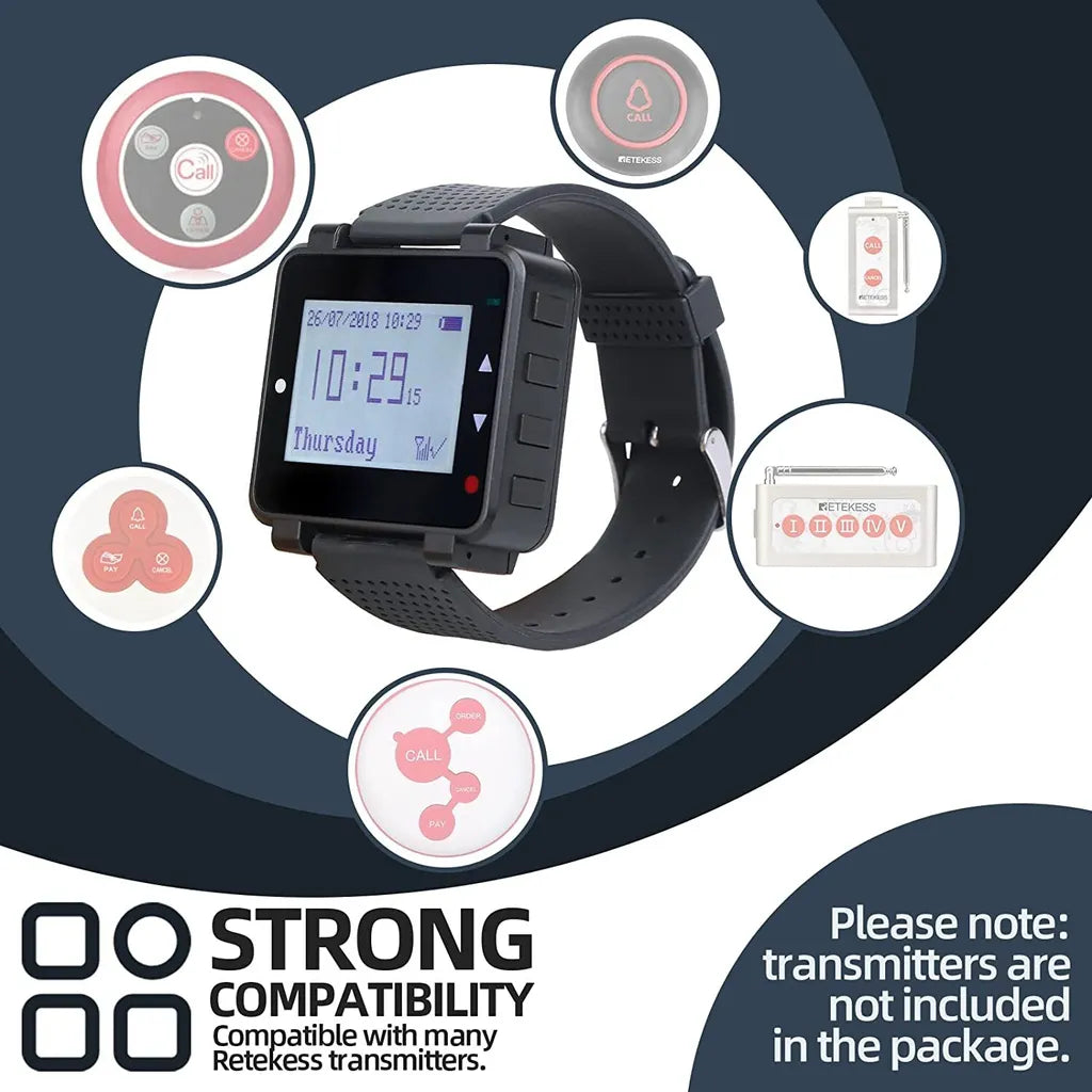  Retekess T128 Wireless Caregiver Pager Kellner Uhrenempfänger Für TD007 Und T117 Button Im Restaurant Hospital Nursing Home
