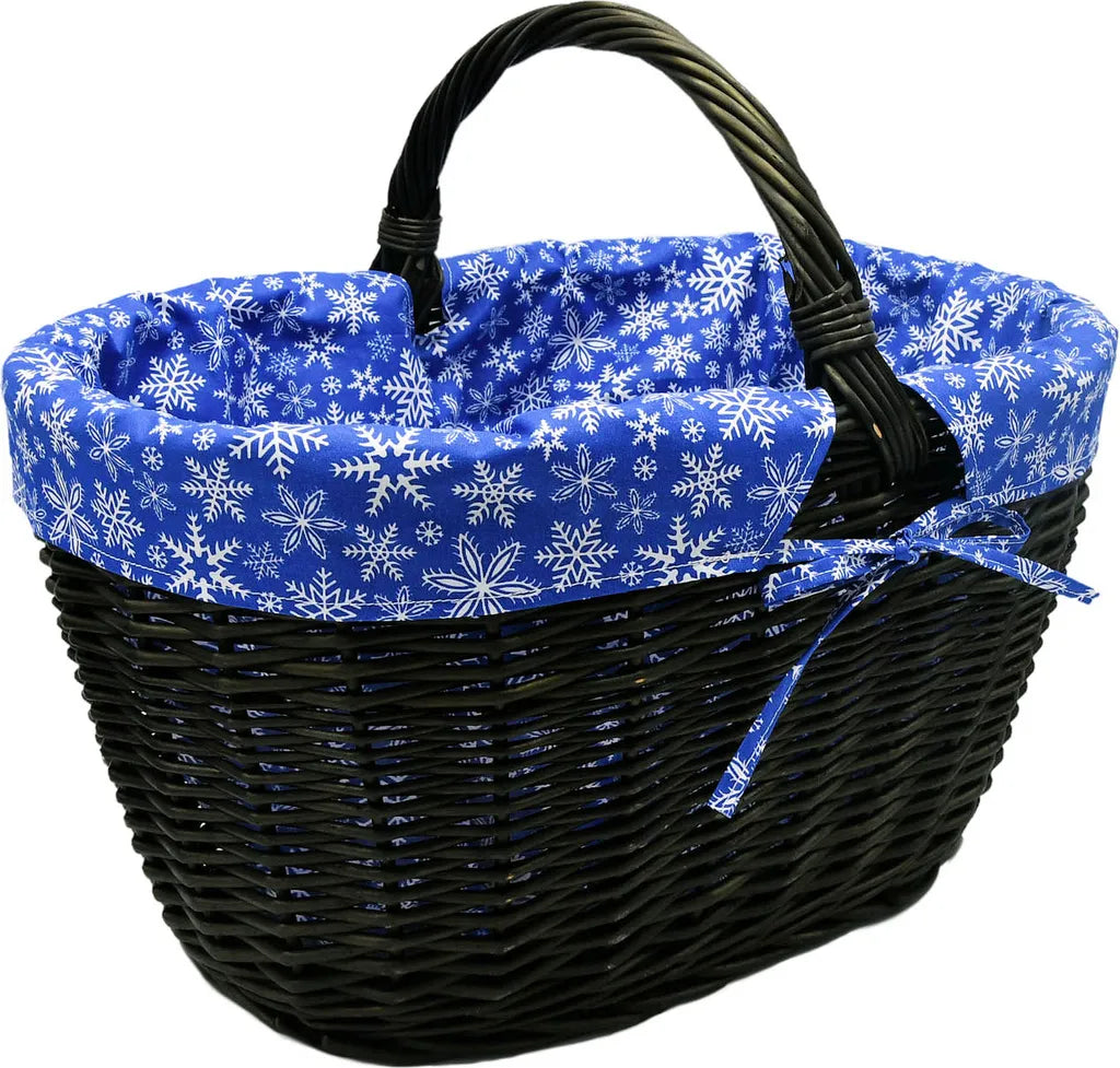  MyBer Einkaufskorb Weidenkorb Flaschenkorb Geschenkkorb Geflochten Schwarz BTH 46/33/25-34cm Stabiler Tragekorb Aus Weide K1-113-S-SBWW