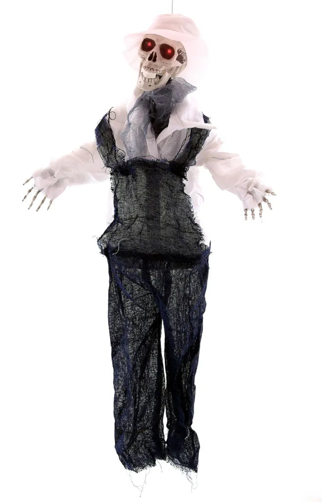  Halloween Dekoration - Farmer Skelett Mit Funktion, Licht & Sound (80cm)