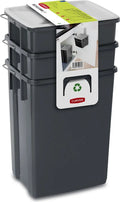  CURVER Abfalleimer Set Abfalltrennungsset Sortieren Mülleimer 2x10L + 6L Küchen-Mülleimer Mülleimer Mülltrennsystem Tragegriff Deckel Inkl. Halterung