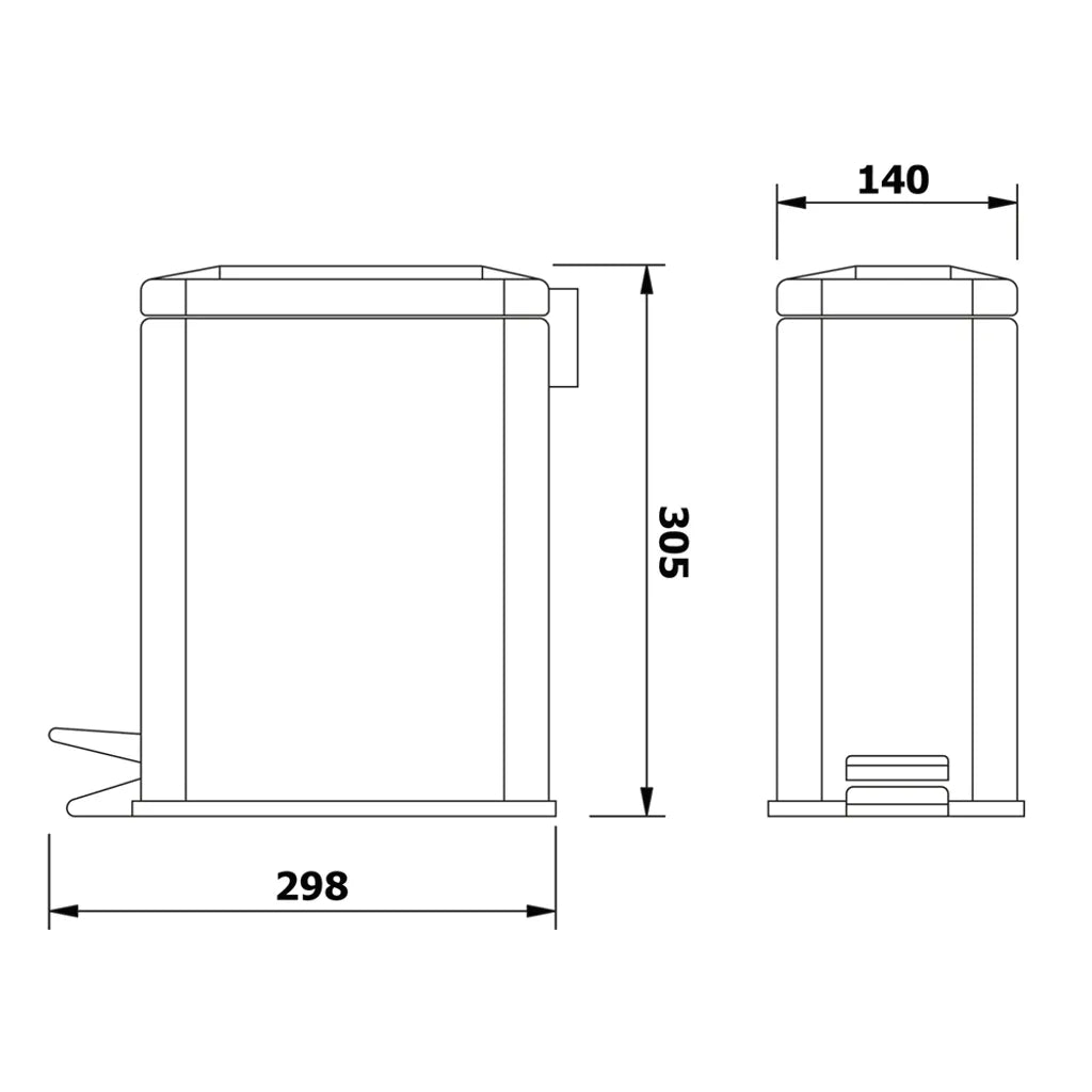  SIMPLE LINE Abfalleimer Rechteckig 5l, Polierter Edelstahl