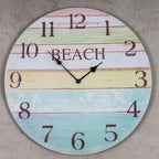  Wanduhr D45cm Beach Bunt Holz Uhr Maritim Wanddeko Strand Sommer Rainbow Deko