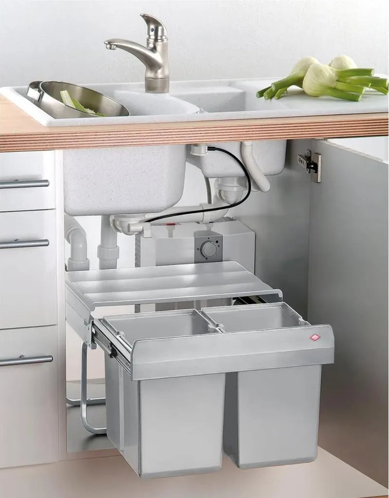 WESCO Trio Shorty 3-fach Einbau-Abfallsammler, Alugrau