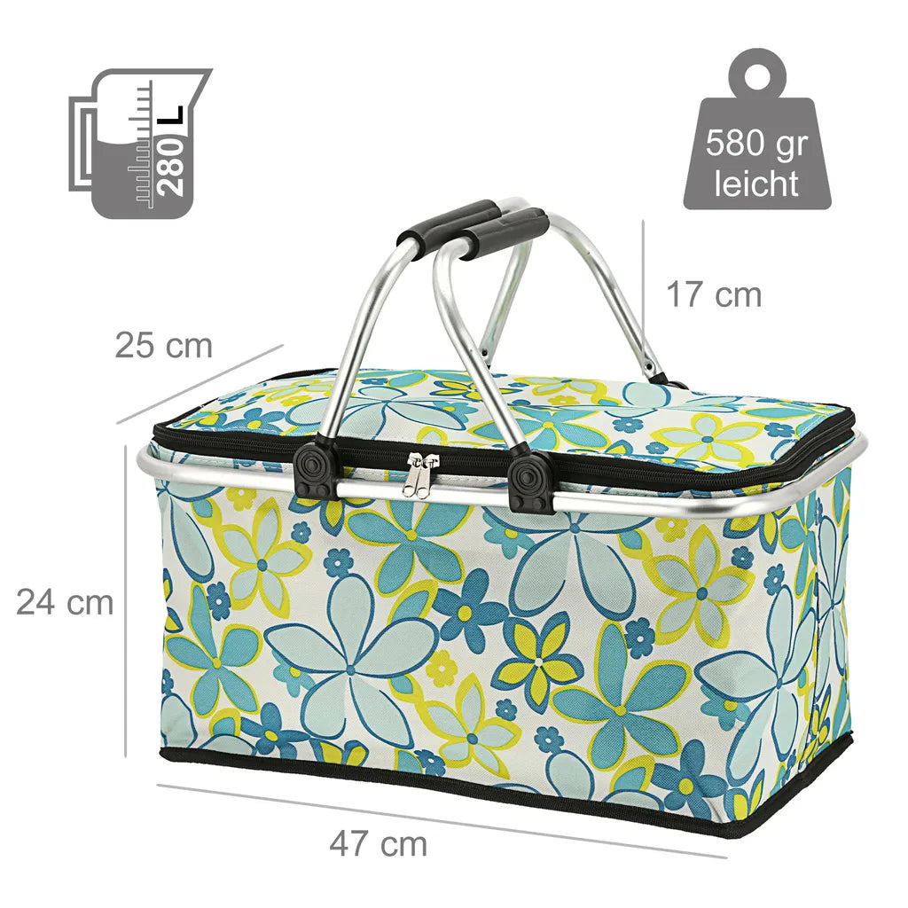 Einkaufskorb Faltbar Mit Thermofunktion "Flower" Grün