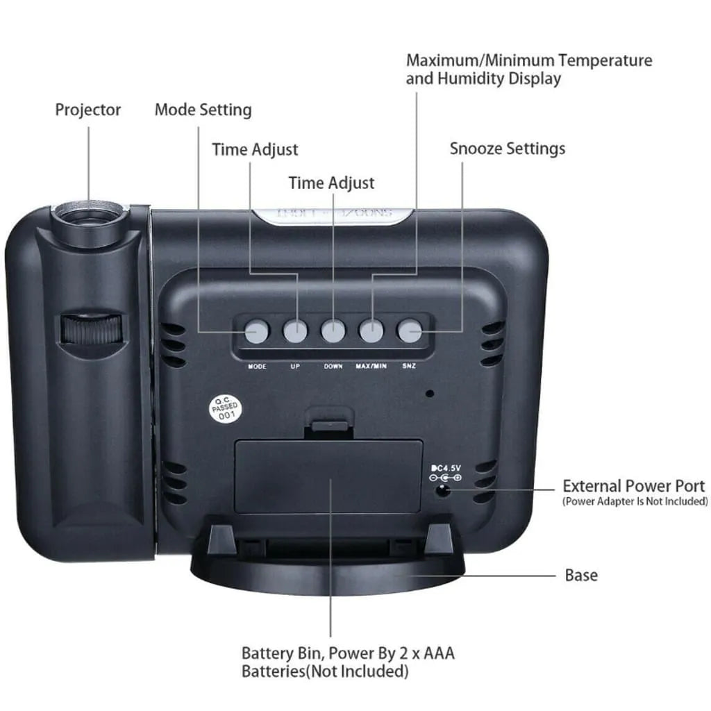  LCD Wecker Funkuhr LED Funkwecker Snooze Alarm Tischuhr Mit Projektion