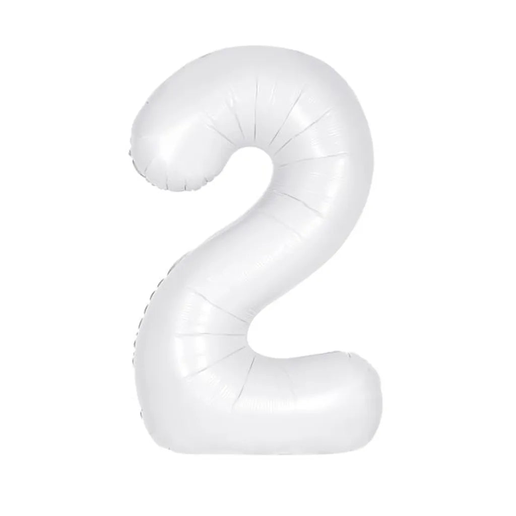 Unique XL Folienballon Weiss Zahl 2