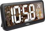  Digitale Uhr Mit Temperatuursensor 37x17cm Große Wanduhr Alarm LCD Display