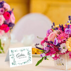  MAVANTO® 50x Design Tischkarten Hochzeit Geburtstag DIN A7 - Platzkarten Zum Beschriften In Vielen Verschiedenen Designs (Eukalyptus Kranz)