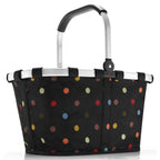  Reisenthel Carrybag Mit Cover, 2-tlg., Einkaufskorb, Deckel, Abdeckung, Korb, Polyestergewebe, Dots / Black, 22 L
