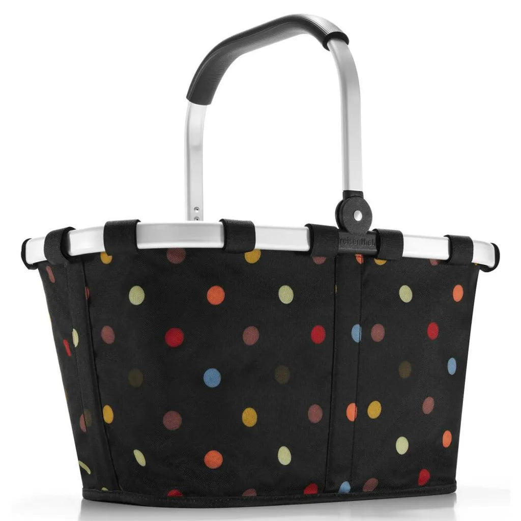  Reisenthel Carrybag Mit Cover, 2-tlg., Einkaufskorb, Deckel, Abdeckung, Korb, Polyestergewebe, Dots / Black, 22 L