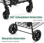  COSTWAY Klappbarer Einkaufstrolley, Einkaufswagen Mit Universalrädern & Doppelkorb, 48L+10L, Tragbarer Handwagen Mit Verstellbarer Griff, Rollwagen Allzweckwagen Für Wäsche Einkaufen Gepäck (Schwarz)