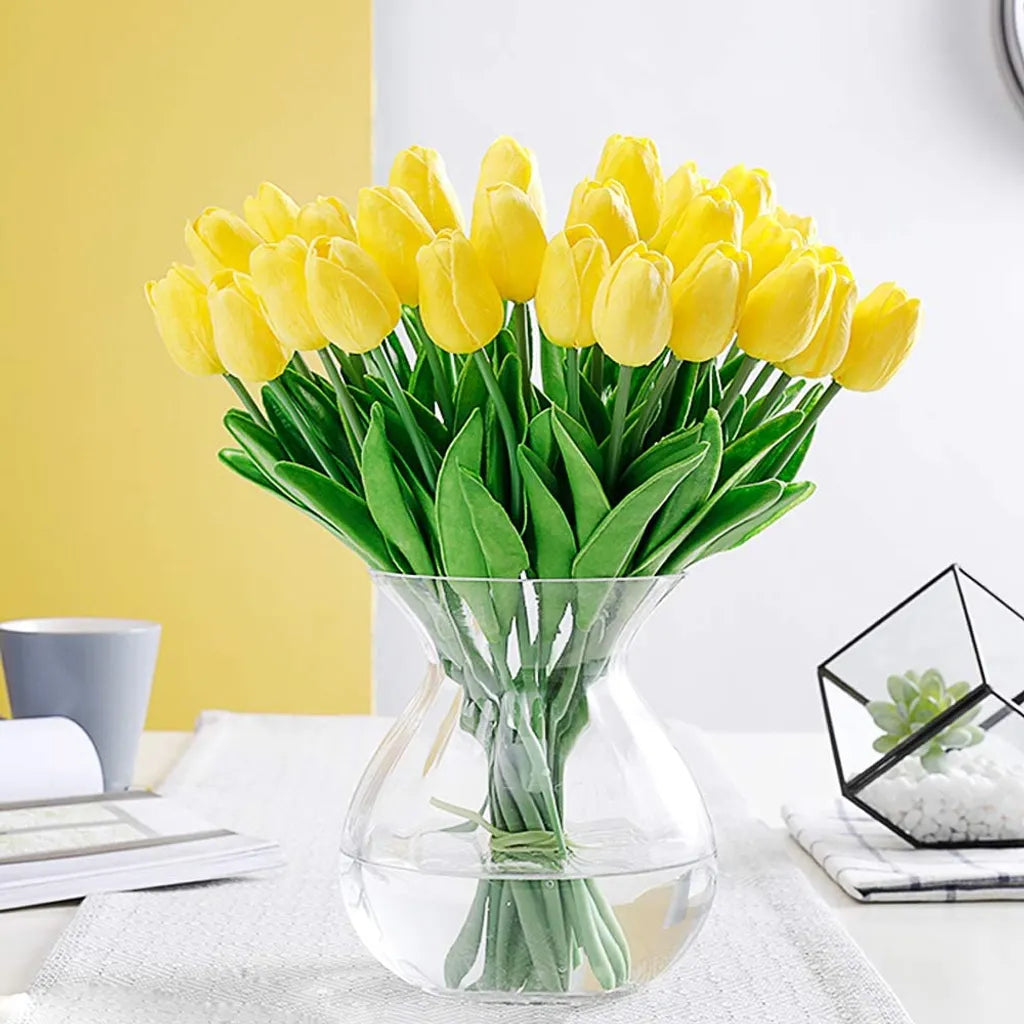  10er Künstliche Tulpe Blume Kunstblumen Gefälschte Blumen Bukett Künstlich Tulpe Gelb
