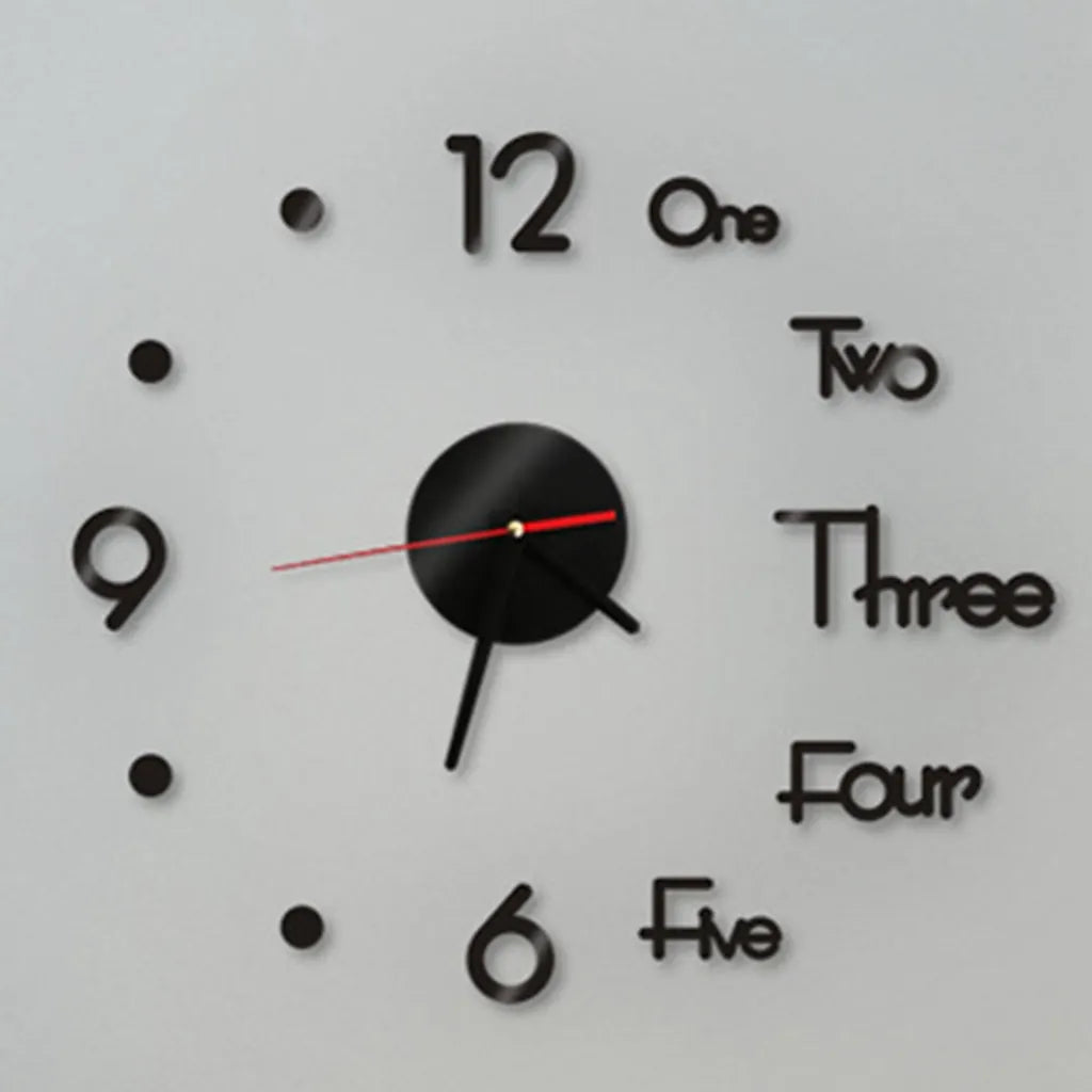  20Zoll 3D Wanduhr DIY Acryl Aufkleber Stille Uhr Wanduhren Wandtattoos Heim Büro Dekoration（Schwarz）