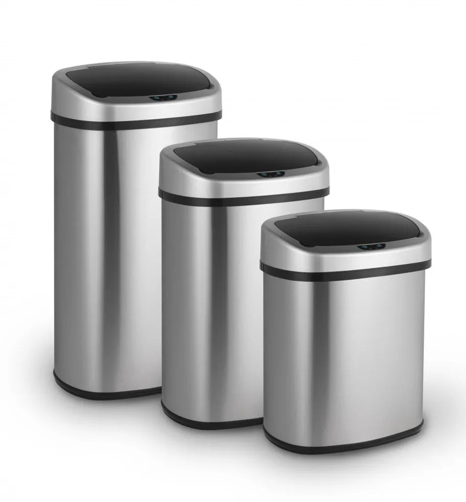 Mascot UMUZI CLEANING 38L Mülleimer Mit Automatischem Sensor, Silberner Mülleimer Für Küchenabfälle, Abfalleimer Mit Hand Bewegungssensor Aus Metall & Edelstahl