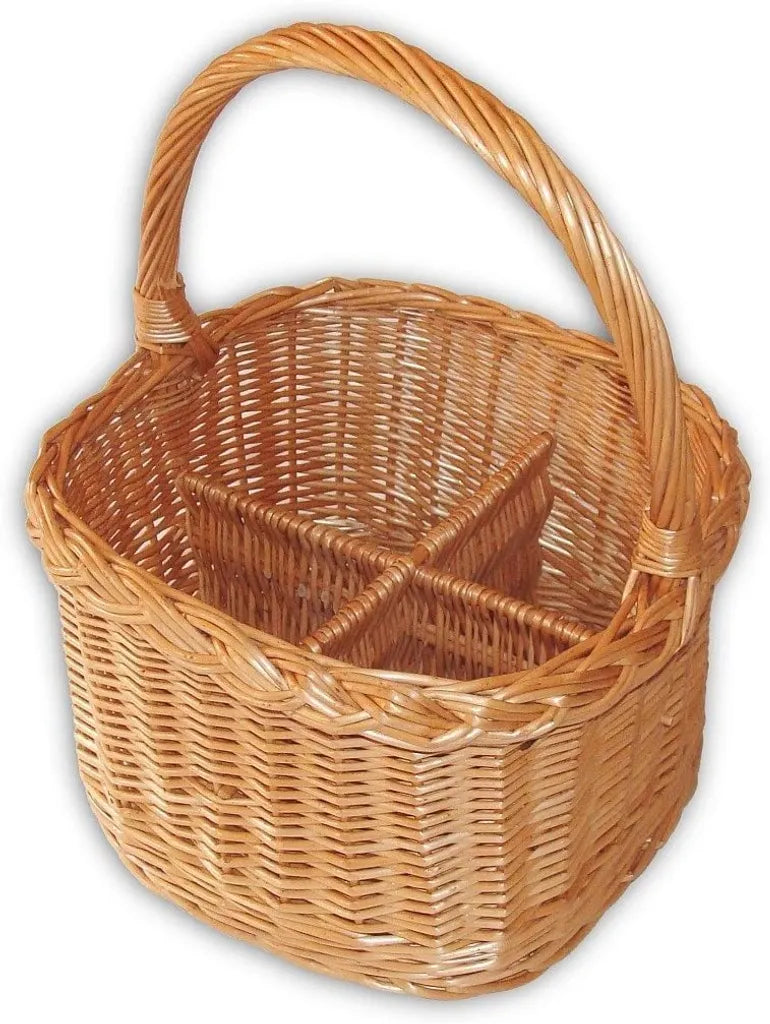  KORBVERSAND Flaschenkorb Für 4 Flaschen - 39x30x38 Cm - Sehr Stabil - Flaschenträger Flaschenhalter Einkaufskorb Weinkorb Bierkorb Weidenkorb