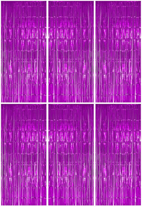  6x Lametta Vorhang - Pink - 91x244 Cm