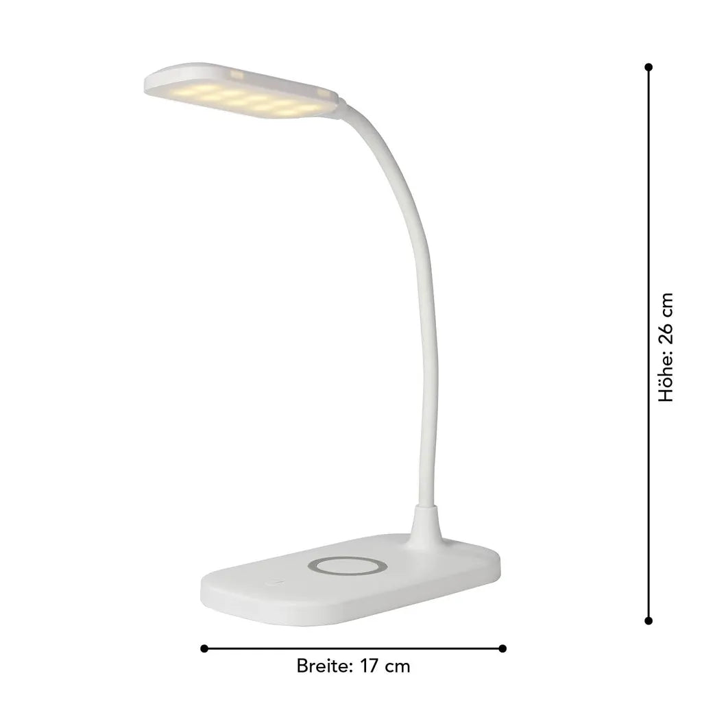  MAXXMEE LED-Tischleuchte Mit Wireless Charging - 3 Farbtemperaturen LED Tischleuchte Tischlampe Lampe USB Leuchte Wireless Touchfunktion Leselampe