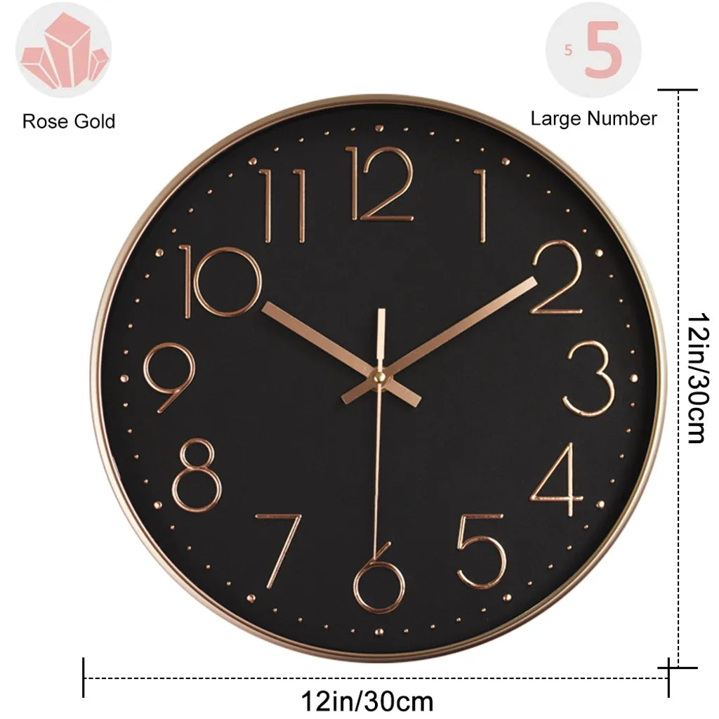  Wanduhr,30 Cm Silent Geräuschlos Wanduhr Quarz Batteriebetrieben Mit ABS-Rahmen HD-Glasabdeckung Für Kinder/Wohnzimmer/Schlafzimmer/Küche/Büro/Dekoration