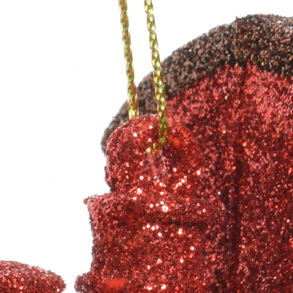  Christbaumschmuck Kunststoff Glitzer Lokomotive 12cm Rot / Gold