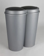  Deuba Mülleimer 50 L Duo 2fach Trennsystem 2x25L Druckknopf-Automatik Küche Abfalleimer Müllbehälter Mülltrennung Büro, Farbe:schwarz - Black - Noir