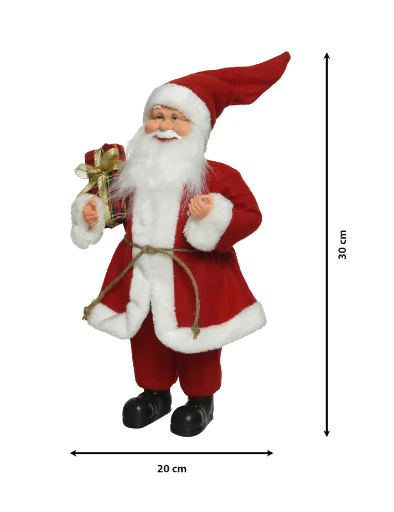  Weihnachtsmann Figur Mit Geschenk 30cm Rot