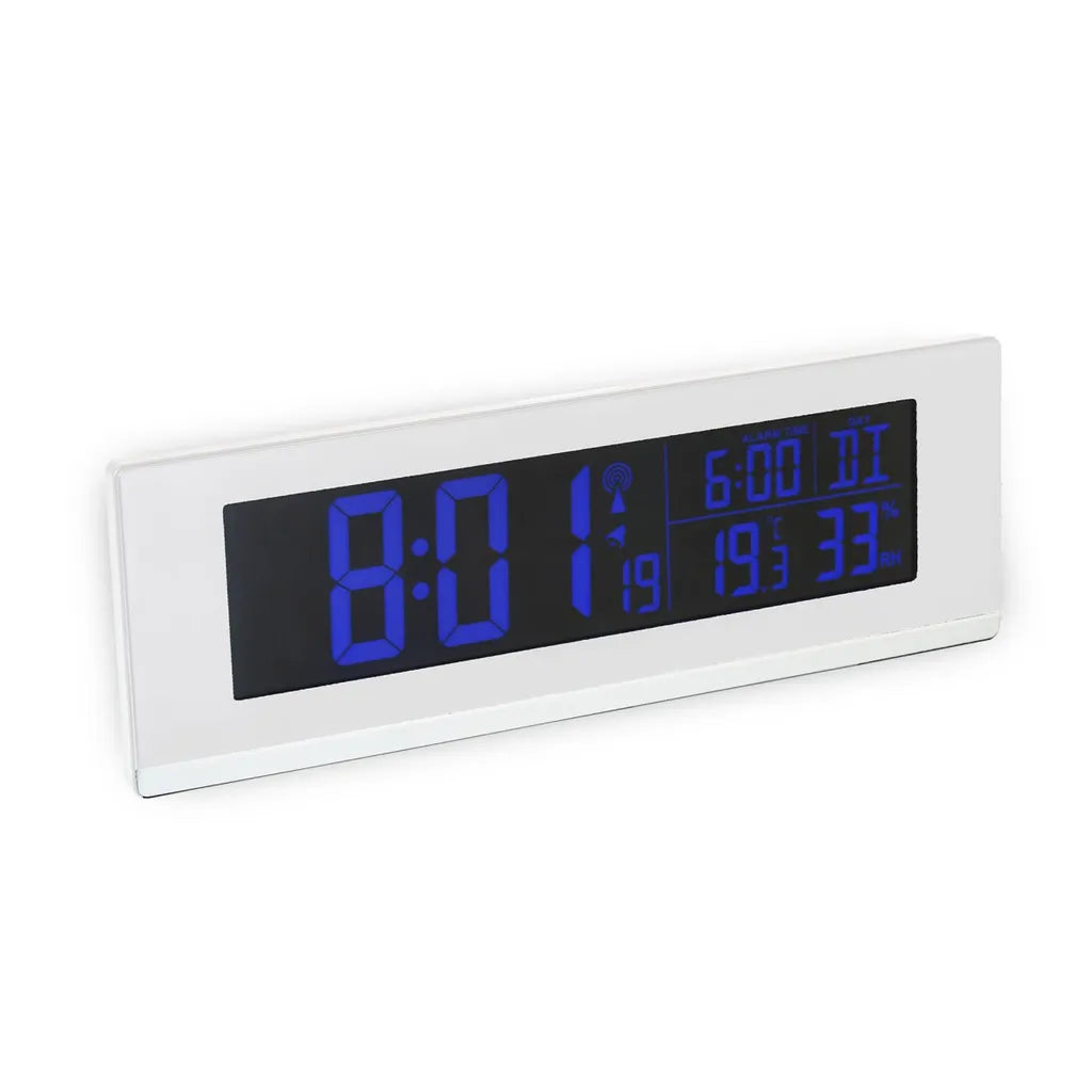 Fackelmann Digitale Funkuhr Mit Wecker Tecno, Digitaluhr Mit Temperaturanzeige, Funkwecker Mit USB-Anschluss, Hochwertiger Digitalwecker, Uhr Mit Thermo-Hygrometer (Farbe: Weiß)