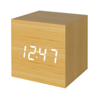  LED Digitaler Wecker, Holz Digitaluhr Digitalwecker Tischuhr Reisewecker Uhr Zeit Datum Temperaturanzeige - Stimme Und Berührung Aktiviert