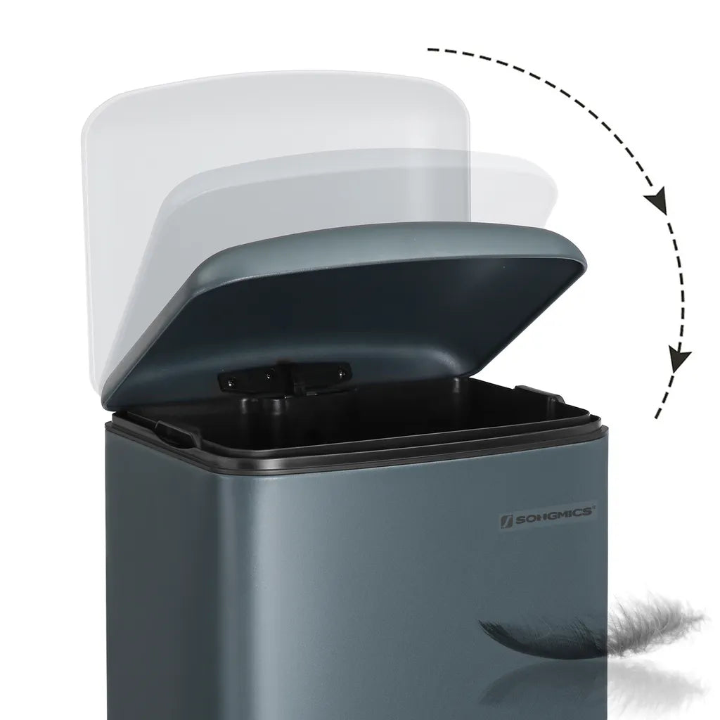 SONGMICS Mülleimer, 30 Liter Abfalleimer, Treteimer Aus Stahl, Mit Inneneimer Und Deckel, Softclose, Luftdicht Rauchgrau LTB01GS