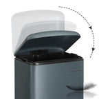  SONGMICS Mülleimer, 30 Liter Abfalleimer, Treteimer Aus Stahl, Mit Inneneimer Und Deckel, Softclose, Luftdicht Rauchgrau LTB01GS