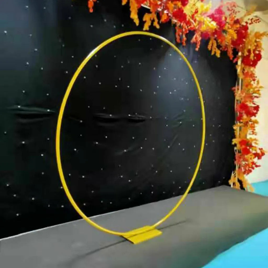  2m Hochzeit Bogen Rund Metall Ständer Hintergrund Nachbildung Blumen Luftballon Rahmen Gold