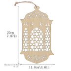 4 Stücke Holz Anhänger Ornament Ramadan Mubarak Eid Kareem Dekoration Mond Sterne Wind Licht Form Anhänger Ornament Für Ramadan Dekorationen