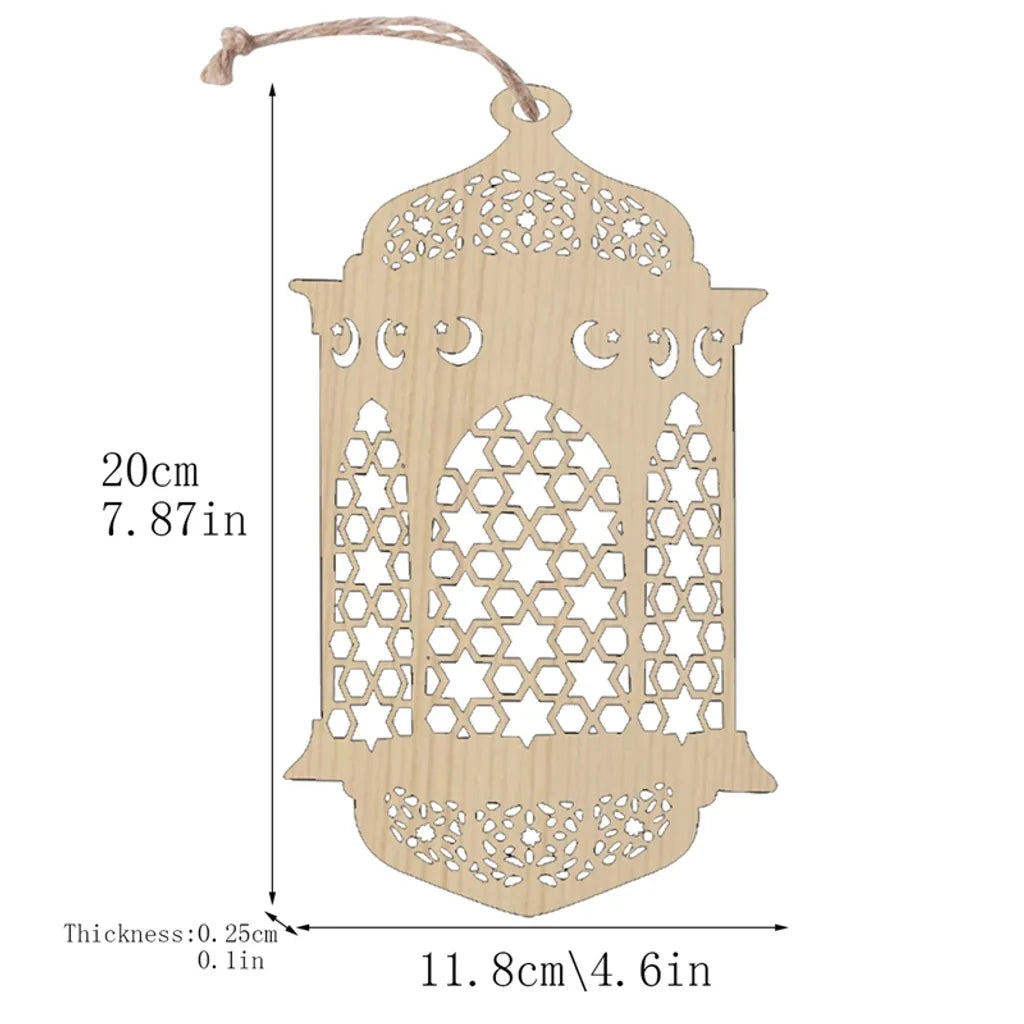  4 Stücke Holz Anhänger Ornament Ramadan Mubarak Eid Kareem Dekoration Mond Sterne Wind Licht Form Anhänger Ornament Für Ramadan Dekorationen