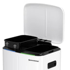  SONGMICS Mülleimer Mit 2 Fächern 40L Abfalleimer 2 X 20L Treteimer Aus Metall Mit Klappdeckel Und Griffen Softclose Luftdicht Weiß LTB40WT