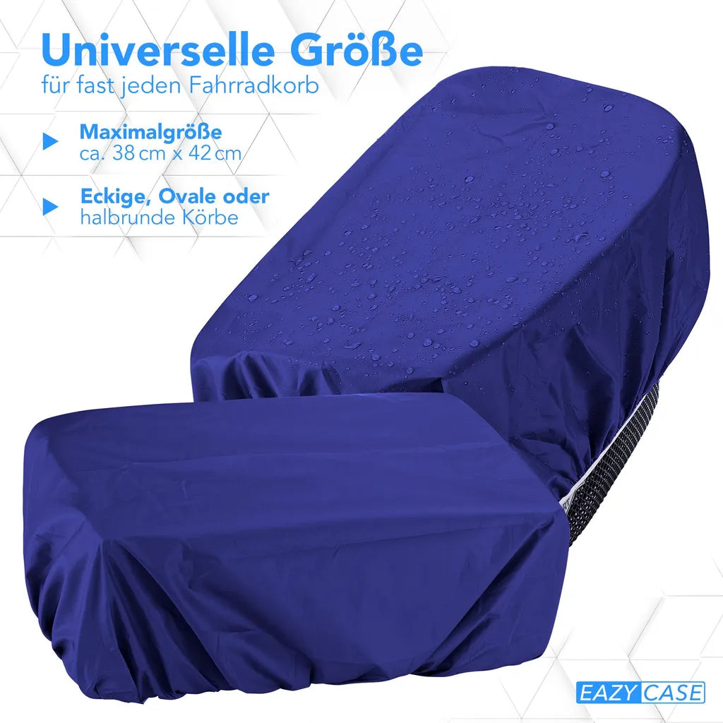  EAZY CASE Fahrradkorb Regenschutz, Wasserfester Korbüberzug, Schutzhülle, Korbabdeckung Wasserabweisend, Regenüberzug Für Fahrradkorb Elastisch, Schutzhaube Für Regen, Dunkelblau, Blau