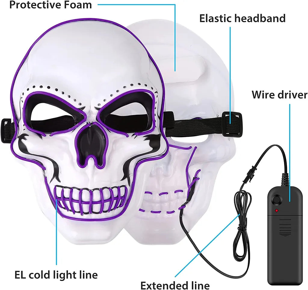  Purge-Maske, Halloween-Maske, LED-Scary-Maske Im Dunkeln, Halloween Purge Maske Für Kostümspiele, Cosplays, Festivals Und Partys,Violett