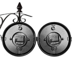  Monzana Wanduhr Vintage Quarzuhrwerke Mit Beidseitigem Ziffernblatt Doppelseitige Bahnhofsuhr Schmiedeeisern Retro-Design, Farbe:schwarz