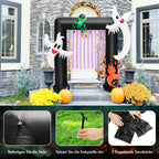 COSTWAY LED Aufblasbarer Halloween-Torbogen 223cm, Festliche Halloween-Dekoration Mit 2 Geistern & 2 Spinnen, Inkl. Wasserdichtem Gebläse, Für Die Veranda, Garten