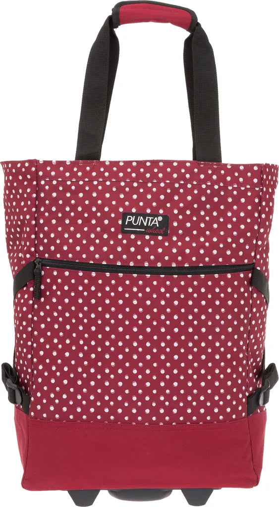  Einkaufstrolley Trolley Punta Wheel Einkaufsroller Einkaufswagen Shoppingtrolley Shopper EInkaufskorb Mit Rollen Und Gurten Trolly 10008-0220 Red Dots Punkte Rot + Bagboom Thermo TK Tasche