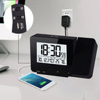  Projektionswecker Für Schlafzimmer, Digitaler Wecker Mit Großer LED-Anzeige Und Dimmer, 180 °Projektor, USB-Ladegerät, 12/24 H, Sommerzeit, Schlummer, Schreibtischwand-Deckenuhr Für ältere Kinder