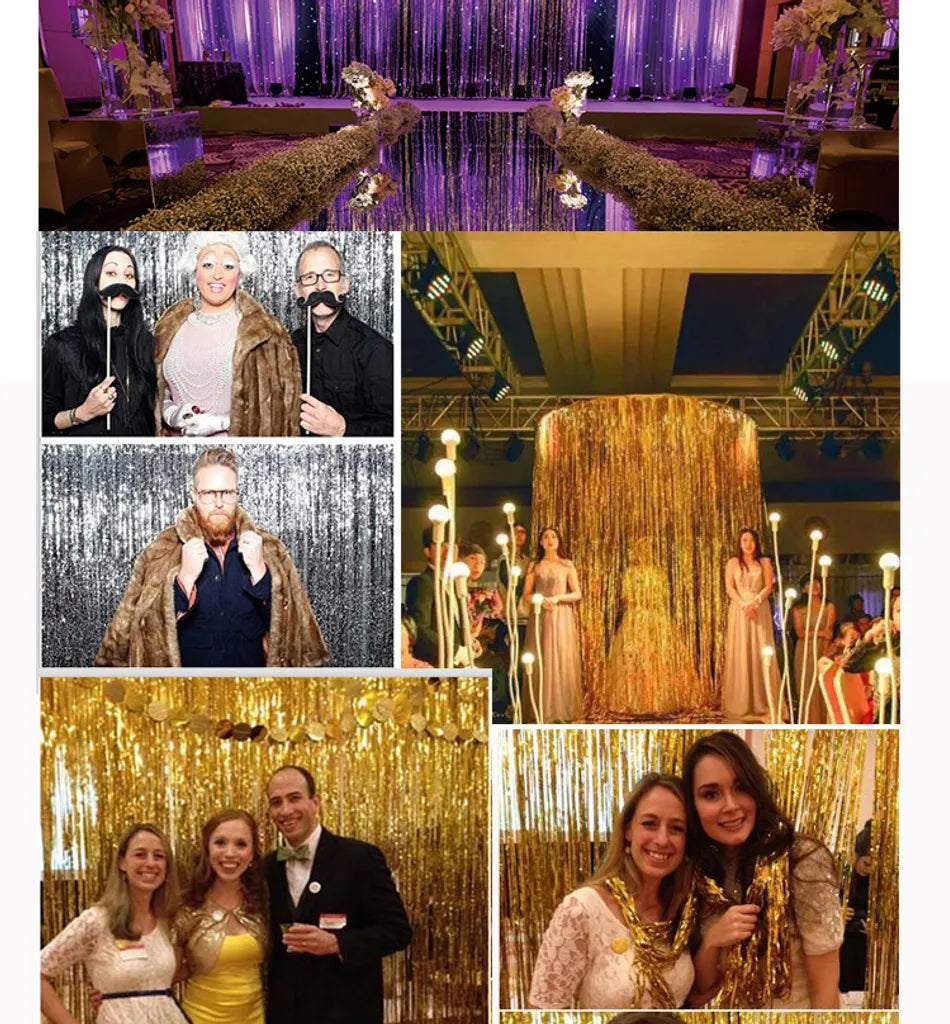  5x Lametta Vorhang 100x200 Cm Deko Weihnachten Silvester Fasching Karneval Gold Glitzer Türvorhang Party Fransenvorhang Fotoshooting Hochzeit Feiertagsschmuck