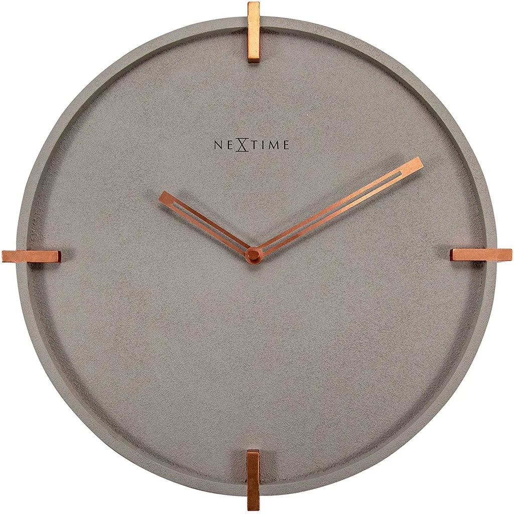  NeXtime Wanduhr NX3515 Mohawk Wall, Lautlos, Rund, ø 32cm, Grau, Beton, Rosegold