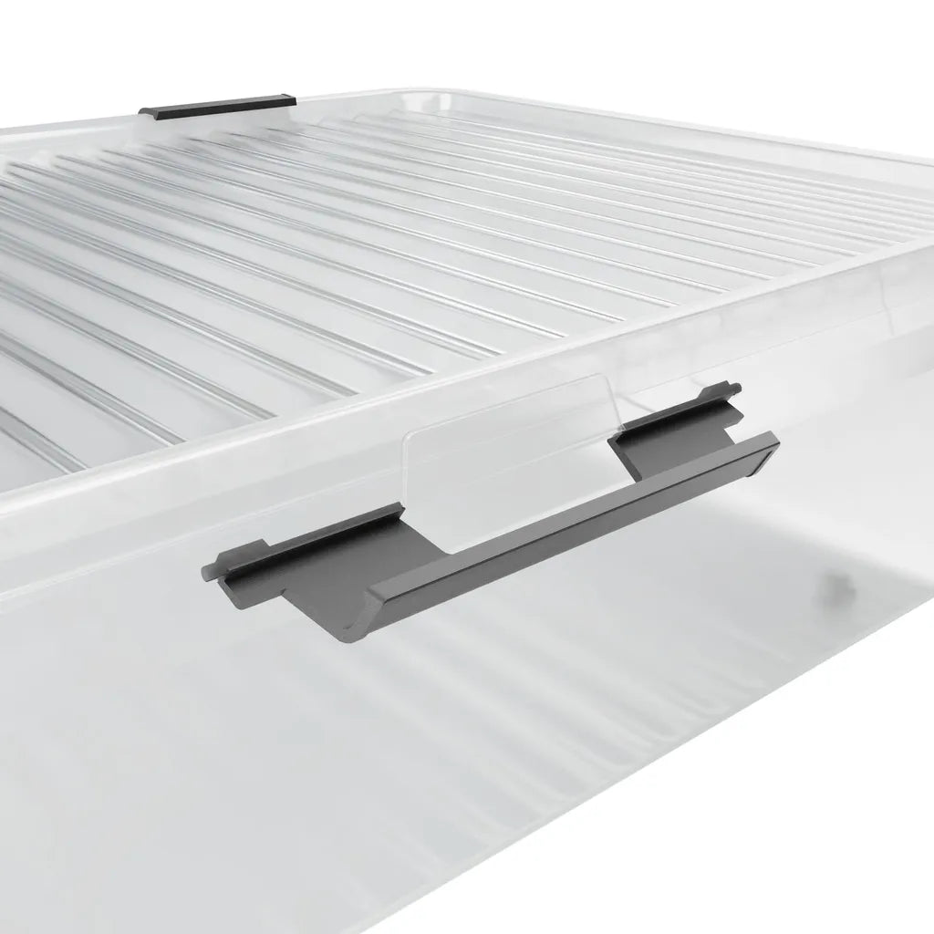  Deuba Aufbewahrungsbox Deckel Stapelbar Transparent Rollen Kunststoff BPA Frei Wohnzimmer Schlafzimmer Kinderzimmer 60L/30L, Volumen:30L
