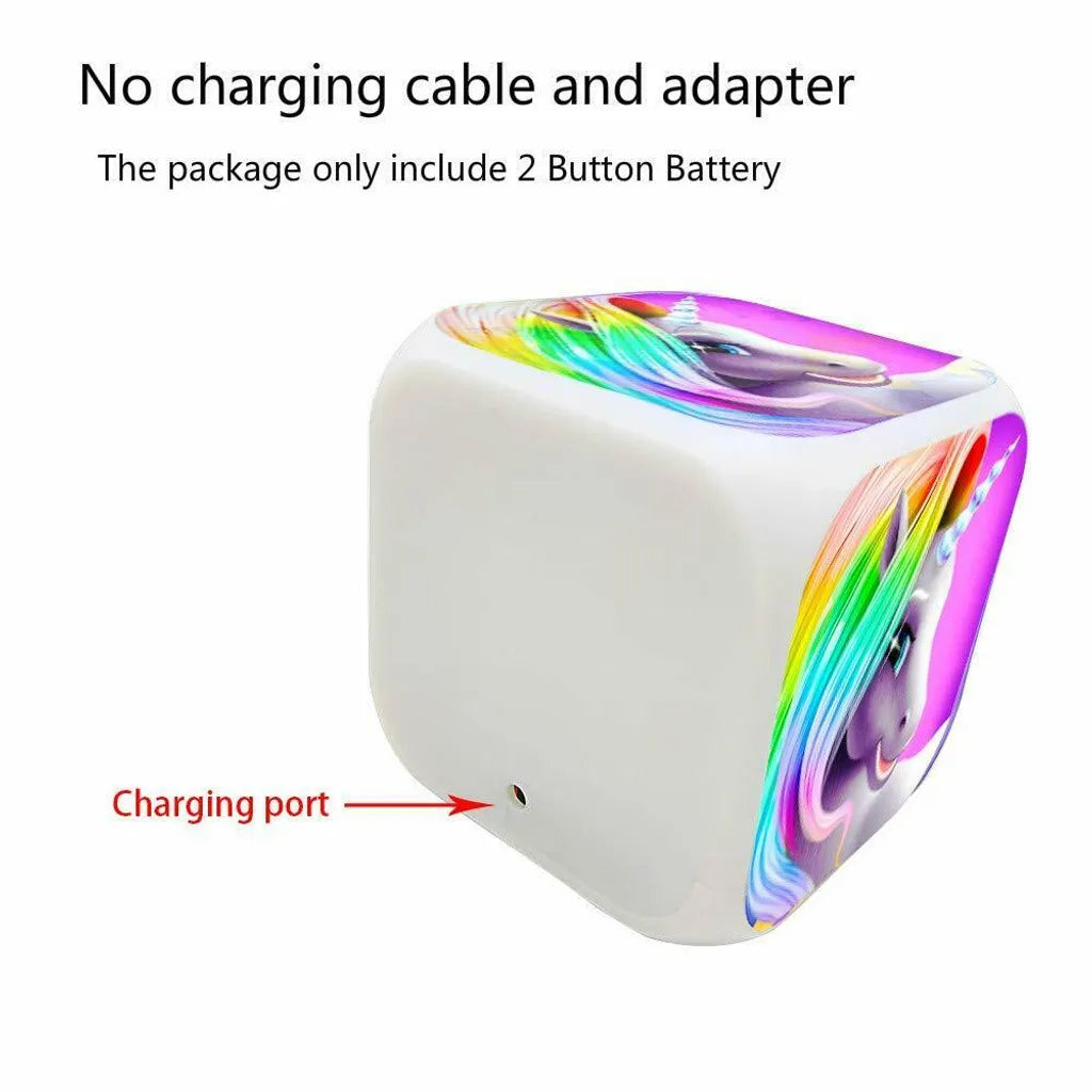  Digital Wecker Einhorn LED Beleuchtung Kinder Einhornwecker Cartoon Wecker 8*8*8cm